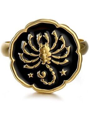 Scorpio Astrology Constellation Open Ring Horoscope Zodiac Sign 18K Gold Plated